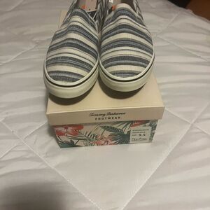 NEW Tommy Bahama Striped Canvas Slip-Ons Women's Size 9.5